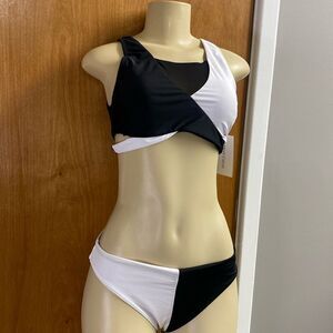 Sexy Black & White High Neck Bikini Swimsuit size 10